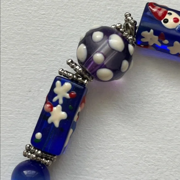 Blue Beaded Bracelet with Snowman Design - Picture 3 of 3